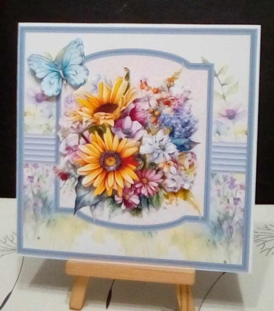 Marigold, daisy and butterfly 7x7 by Benita Jenkinson