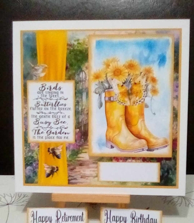 Yellow floral wellies card front 2 by Benita Jenkinson