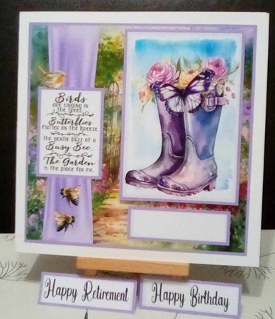 Purple floral wellies card front  by Benita Jenkinson