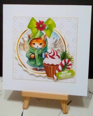 7x7 Pussy cat cupcake Christmas choice of three toppers mini kit by Benita Jenkinson