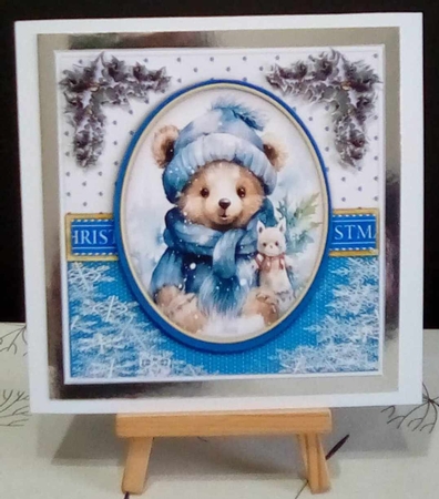 8x8 Mini Kit, Beautiful Christmas Blue Teddy by Benita Jenkinson