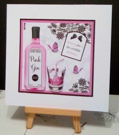 Pink Gin Decoupage Card Mini Kit 7x7 by Benita Jenkinson