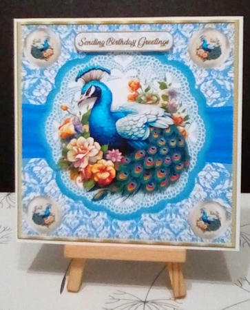 Peacock feathers and flowers by Benita Jenkinson