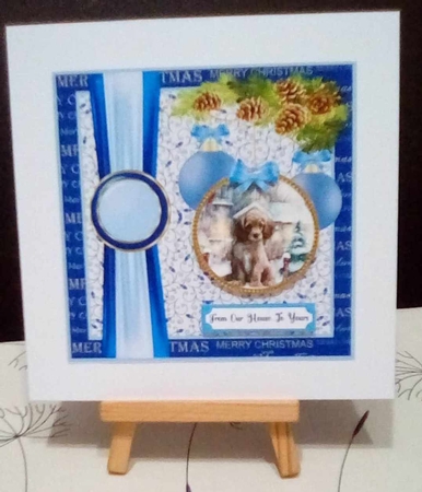 Blue Christmas pup card front 19 by Benita Jenkinson