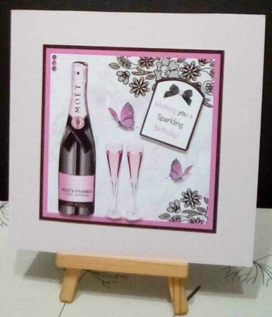 Pink Champagne Decoupage Card Mini Kit 7x7 by Benita Jenkinson