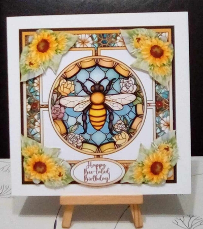 Happy Bee-lated Birthday Stained Glass Card by Benita Jenkinson