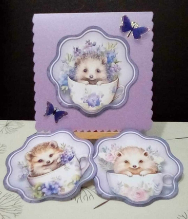 Cute Hedgehogs in a Cup 1-3 Toppers with Sentiments  by Benita Jenkinson