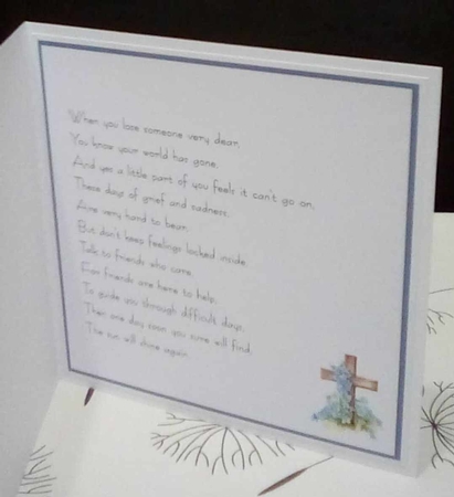 Sympathy Forget-me-nots on a wooden cross (3) by Benita Jenkinson