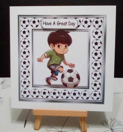 Boys Playing Football/Soccer 8x8 Card front/Toppers Mini Kit by Benita Jenkinson