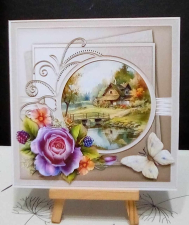 Country cottage and rose insert by Benita Jenkinson