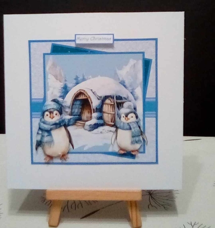 Chilly penguins 7x7 with decoupage by Benita Jenkinson