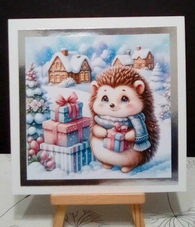 Hedgehogs with gifts CARD FRONTS by Benita Jenkinson