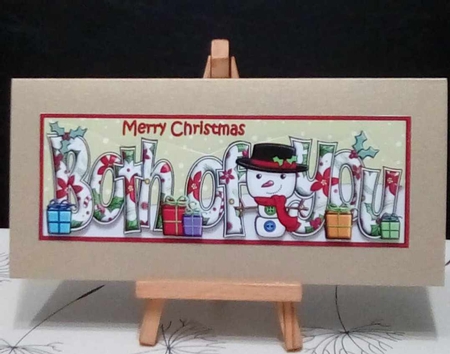 Jolly Snowman with presents BOTH OF YOU large dl insert by Benita Jenkinson