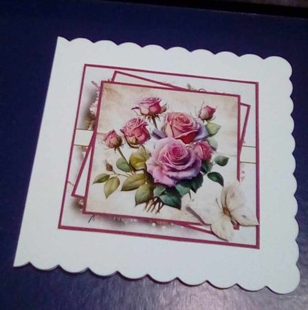 Pink vintage rose 7x7, sentiment tiles, topper, decoupage and insert by Benita Jenkinson