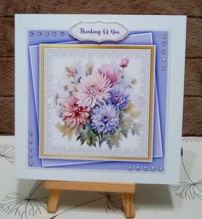 8x8 Mini Kit, Beautiful Asters On Lace  by Benita Jenkinson