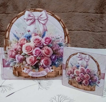 Basket Of Roses Tent Card Kit by Benita Jenkinson