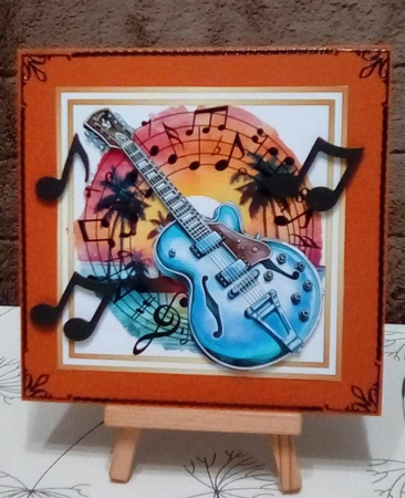 Desert Island Guitar Hero Happy Birthday 7in Square by Benita Jenkinson