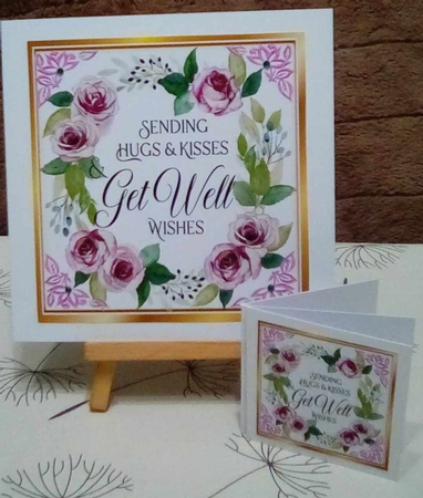 Pretty 8x8 Frame Of Circle Of Pink Roses GET WELL Sentiment (One) by Benita Jenkinson