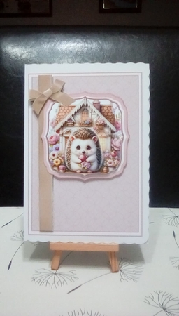 A5 Cute Hedgehogs 4 Card Front with toppers and sentiments by Benita Jenkinson