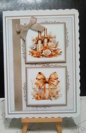 A5 Coral Anniversary Card Front, Topper and sentiments  by Benita Jenkinson