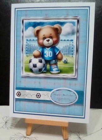 A5 Football Teddies Card Front, Topper, Decoupage and sentiments  by Benita Jenkinson