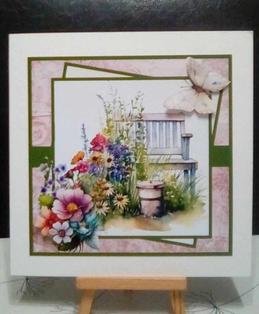 Spring garden 7x7 decoupage and insert by Benita Jenkinson