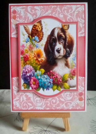 Sweet Little Puppy In the Flowers - 5x7 by Benita Jenkinson