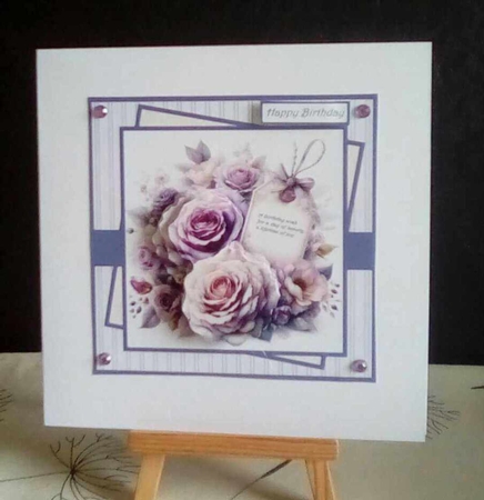 Lilac rose 7x7, sentiment tiles, decoupage, insert and toppers by Benita Jenkinson