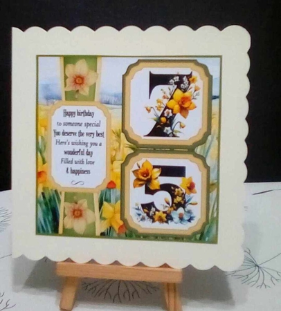 2 Panel age 75/85 daffodil card front by Benita Jenkinson