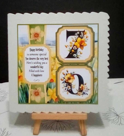 2 Panel age 70/80 daffodil card front by Benita Jenkinson
