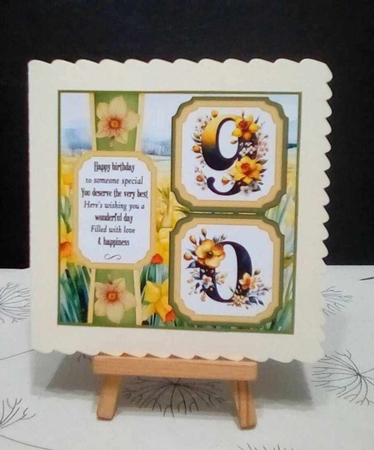 2 Panel age 90/100 daffodil card front by Benita Jenkinson