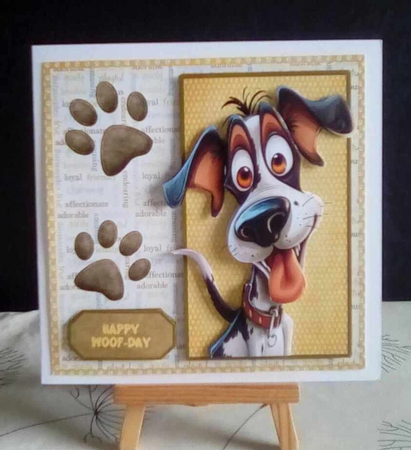 GOOFY DOG 1 BIIRTHDAY/HELLO TOPPER by Benita Jenkinson