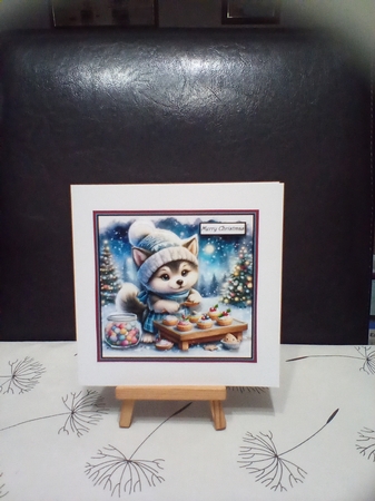 Winter wolf baking cakes 7x7, sentiment tiles, decoupage by Benita Jenkinson
