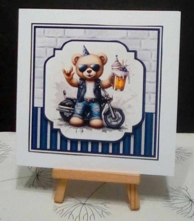 8x8 Biker Ted Decoupage Mini Kit - x4 A4 Sheets  by Benita Jenkinson