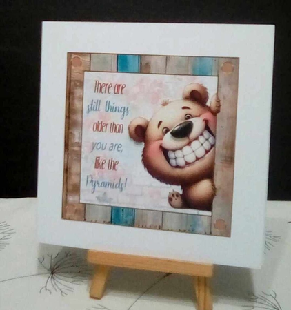 Fun bear 7x7ins decoupage topper by Benita Jenkinson
