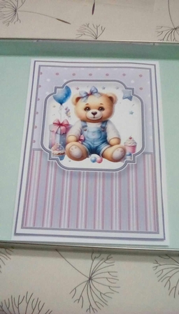 6x6 Teatime Birthday 5 - Card Front, Topper decoupage layer, sentiments & Numbers by Benita Jenkinson