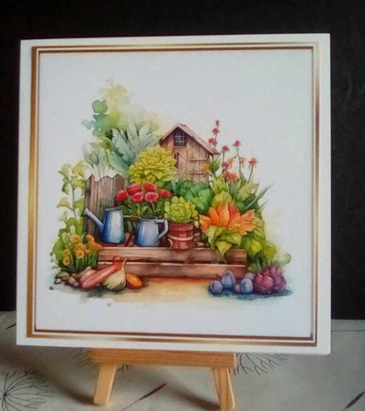 5 Lovely 8x8 Gold Frame Toppers With FLOWER GARDENS, Mini Kit by Benita Jenkinson
