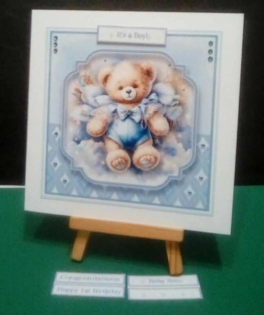 8x8 Angelic Boy Card Front with Sentiments and Gift Tag by Benita Jenkinson