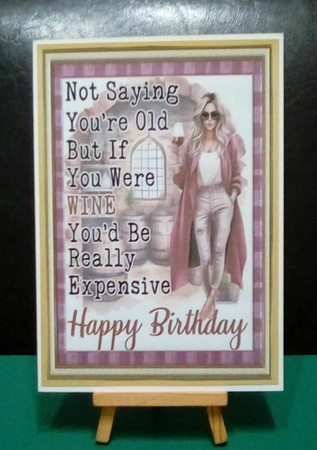 Cheeky Wine Birthday Topper & Insert for an A5 Card by Benita Jenkinson