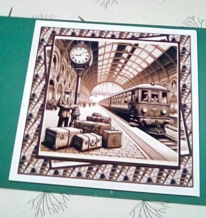 Vintage Raiway Station 8x8 by Benita Jenkinson