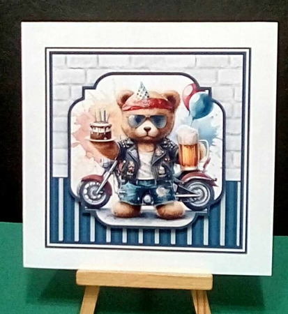 8x8 Biker Ted 4 Decoupage Mini Kit - x4 A4 Sheets  by Benita Jenkinson