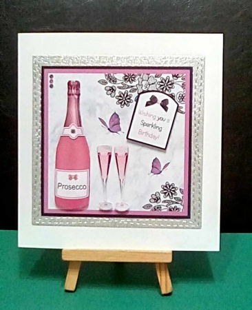 Pink Prosecco Decoupage Card Mini Kit 7x7 by Benita Jenkinson