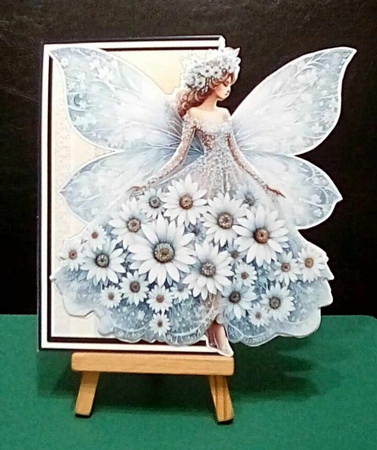Daisy Flower Fairy 8 x 8 Inch Cutaway Card by Benita Jenkinson