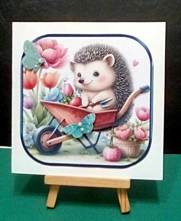 CUTE HEDGEHOG IN A WHEELBARROW by Benita Jenkinson