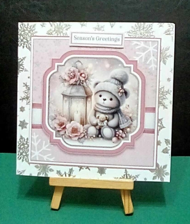 8x8 Pink Christmas Lantern 10 Card Front with Sentiments by Benita Jenkinson