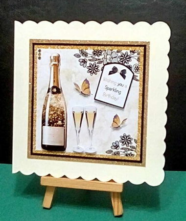 Champagne Decoupage Card Mini Kit 7x7 by Benita Jenkinson
