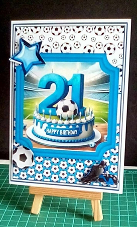 BIRTHDAY AGES 16, 18, 21 BLUE FOOTBALL by Benita Jenkinson