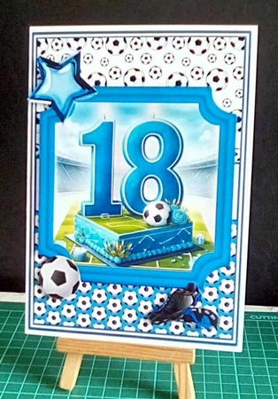 BIRTHDAY AGES 16, 18, 21 BLUE FOOTBALL by Benita Jenkinson