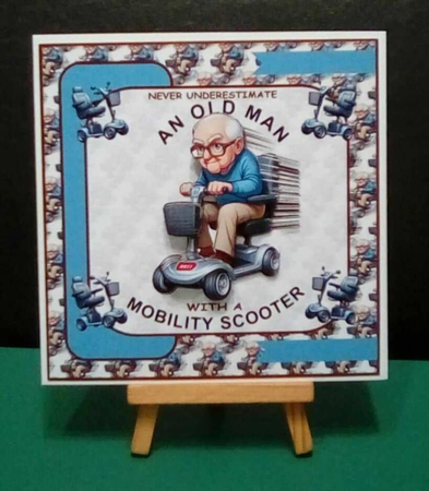 Old man with a mobility scooter 7x7 by Benita Jenkinson