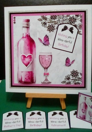 Rose Wine Decoupage Card Mini Kit 7x7 by Benita Jenkinson